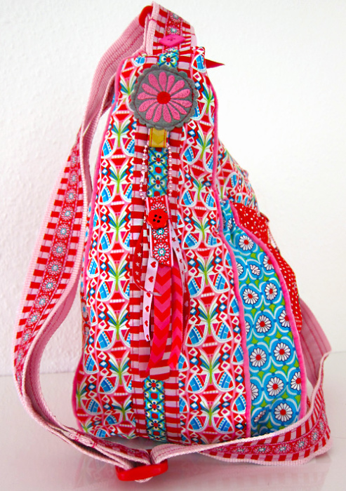 Tasche verzieren mit Webbändern ribbon sewing embroidery handmade bag