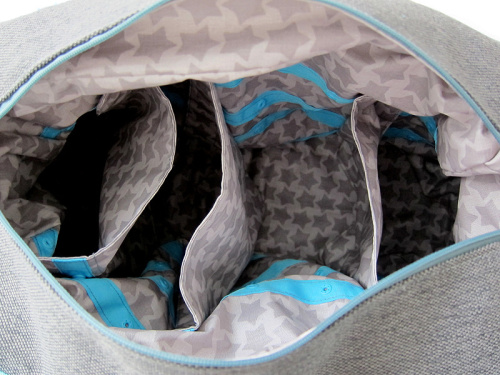Wickeltasche AllesKönner farbenmix abgeteilte Haupttasche Tasche mit Abteilungen Unterteilungen Babysachen Wickelsachen Spucktuch